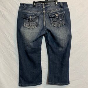 Rupp Jeans | Embellished Dark Wash Cropped Jeans - Size: 14
